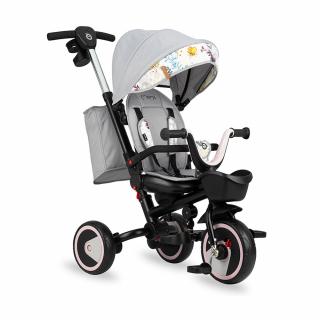 Tricicleta 5 in 1, MoMi INVIDIA Love, Scaun rotativ 360A  , Spatar reglabil, Maner telescopic, Centura in 5 puncte, Pliabila, Suport pahare, Tapiterie usor de curatat
