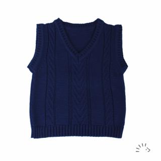 Vesta din bumbac organic tricotat - Blue Navy