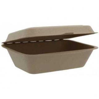 Caserola fast food din trestie de zahar KRAFT, BIO, pentru meniu, 130 x 185 x 65 mm, 600 ml, 50 buc set, 10 set bax, 500 buc bax - Copie