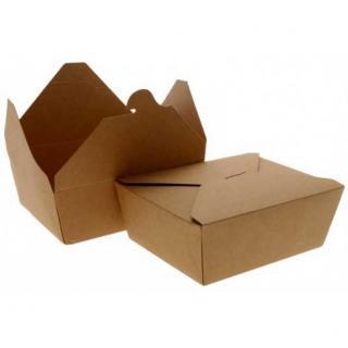 Cutie compartimentata, carton kraft, cu 4 clapete pentru meniu, 175x140x63 mm, 900 ml, 50 buc set, 4 set cutie, 200 buc bax