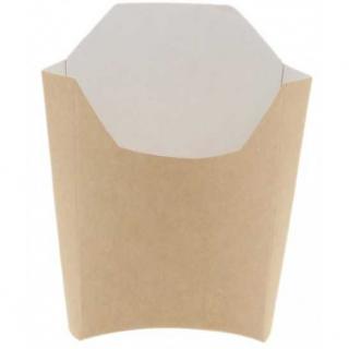 Cutii carton cartofi prajiti,  kraft natur exterior   alb interior, 120x95x125 mm, 250 ml, 200 buc set, 6 set cutie, 1200 buc bax