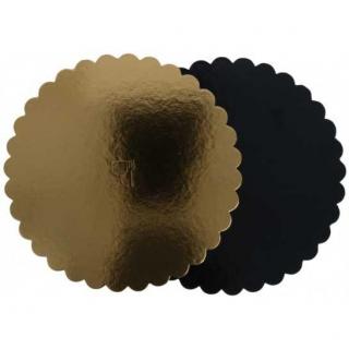 Discuri tort, carton gros auriu cu negru, floare, 240 mm, 25 buc set,1 bax