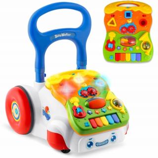 Antemergator 2 in 1 cu diverse activitati si muzica Ricokids - Alb
