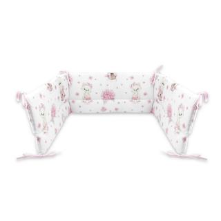 Aparatoare pentru patut, MimiNu, bumbac, 180x30 cm, Cu volanase si panglici, Pink Ballerina