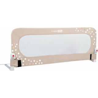 Bariera de protectie pentru pat bebe, Rabatabila, Instalare usoara, Dimensiune 135 x 57 cm, FreeON, Little Dots, Beige