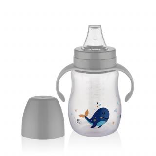 Biberon cu toarte si tetina din silicon BabyJem, 6 luni+, Gri