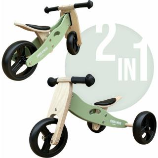 Bicicleta tricicleta fara pedale, Free2Move, Din lemn, 2 in 1, Functie de bicicleta echilibru, 1-3 ani, Mint