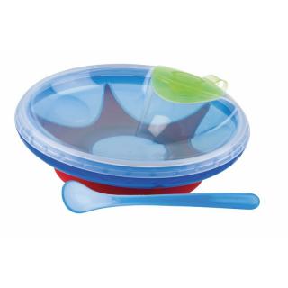 Bol, Nuby, Cu ventuza, rezervor si lingura, mentine alimentele calde, 400 ml, Blue