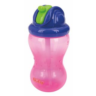 Cana cu pai, Nuby, 360 ml, 12+ luni, Roz