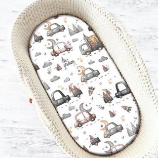 Cearceaf cu elastic, MimiNu, Pentru landou, carucior si cosulet, 80x35 cm, Cars Grey