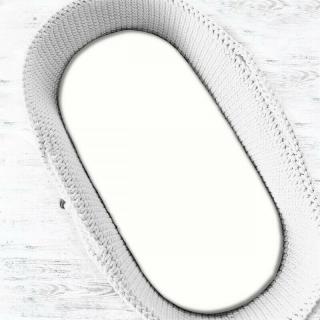 Cearceaf cu elastic, MimiNu, Pentru landou, carucior si cosulet, 80x35 cm, Jerseu, Alb