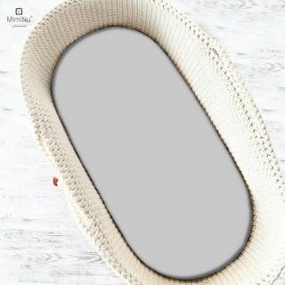 Cearceaf cu elastic, MimiNu, Pentru landou, carucior si cosulet, 80x35 cm, Jerseu, Gray