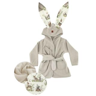 Halat de baie, MimiNu, 2 - 5 ani, bumbac si thermo fleece, Calm Forest Natural