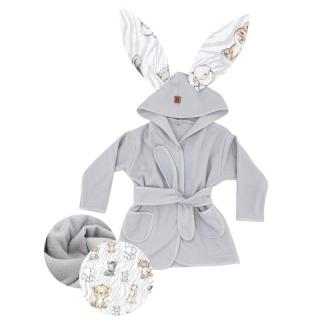 Halat de baie, MimiNu, 2 - 5 ani, bumbac si thermo fleece, Safari Natural