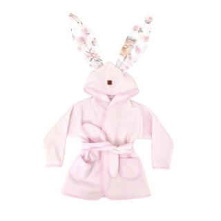 Halat de baie, MimiNu, 2 - 5 ani, bumbac si thermo fleece, Sweet Deer Pink