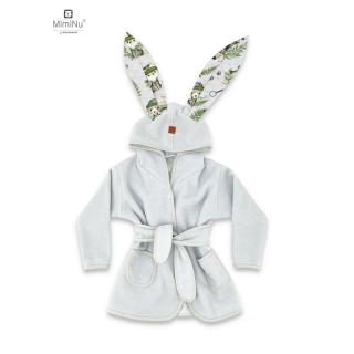 Halat de baie, MimiNu, 6 - 24 luni, bumbac si thermo fleece, Detective Natural