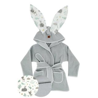 Halat de baie, MimiNu, 6 - 24 luni, bumbac si thermo fleece, Forest Friends Mint