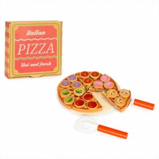 Jucarie interactiva din lemn sub forma de pizza, 27 elemente, Ecotoys