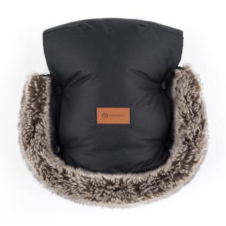 Manusi calduroase pentru carucior, PetiteMars, Furry, Cu blanita detasabila, Universale, Impermeabile, Forever Black