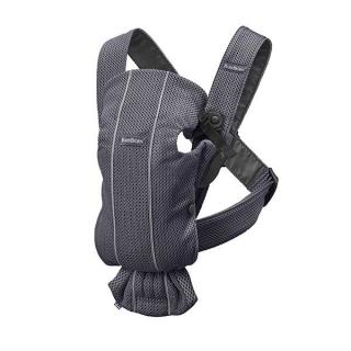 Marsupiu anatomic Mini BabyBjorn, cu pozitii multiple de purtare ,   Anthracite, 3D Mesh