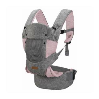 Marsupiu bebe, FreeON, Carry Me, 3 in 1, De la 4 luni pana la 15 kg, Tesatura din plasa 3D, Confortabil si sigur pentru bebe, Grey Pink