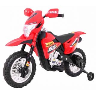 Motocicleta electrica CROSS BDM0912, roti si scaun din plastic + 2 roti ajutatoare, 105x50x72 cm, putere 6V - Rosu