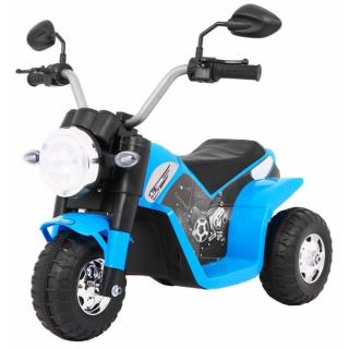 Motocicleta electrica MiniBike, roti din plastic, scaun tapitat, 71x53x57 cm, putere 6V - Albastru