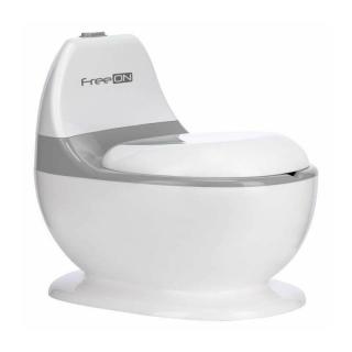 Olita educativa, FreeON, Trainer, Minitoaleta, Cu spatiu pentru hartie servetele, Cu sunet realist de tras apa, Pana la 25 kg, 3 ani+, White Grey
