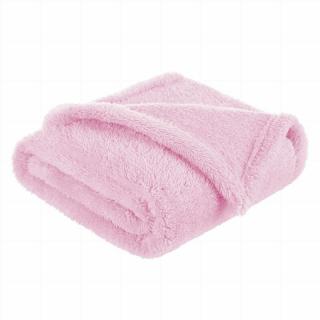 Paturica pufoasa, Bocioland, Pentru copii, Din fleece, Dimensiune mare 80 x 100 cm, Pink