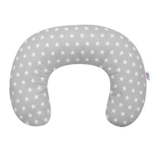 Perna alaptare, New Baby, Diametru 16 cm, Bumbac antialergic, Husa detasabila, Stars Grey
