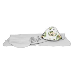 Prosop cu gluga, MimiNu, 100x100 cm, bumbac si thermo fleece, Detective Natural
