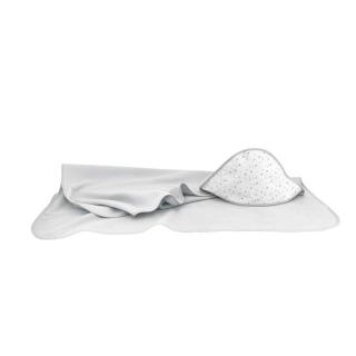 Prosop cu gluga, MimiNu, 100x100 cm, bumbac si thermo fleece, Mini Gray Stars