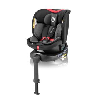 Scaun auto, Lionelo, i-Size Navy, 0-36 Kg, 40-150 cm, Cu isofix si picior de fixare, Protectie laterala, Rotire 360 grade, Negru Rosu