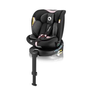 Scaun auto, Lionelo, i-Size Navy, 0-36 Kg, 40-150 cm, Cu isofix si picior de fixare, Protectie laterala, Rotire 360 grade, Negru Roz