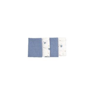 Set 4 lavete, Bubaba, Din muselina, 40x40 cm, Blue