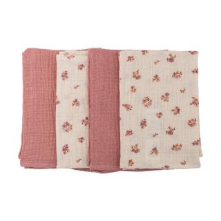 Set 4 lavete, Bubaba, Din muselina, 40x40 cm, Pink