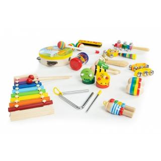 Set cu instrumente muzicale pentru copii din lemn, 14 instrumente, Ecotoys