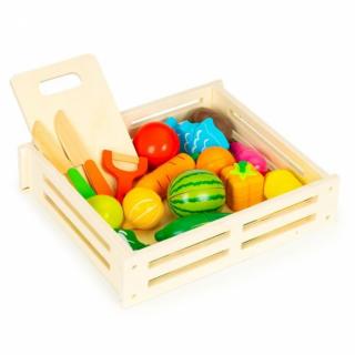 Set de fructe si legume din lemn, 17 elemente, Ecotoys