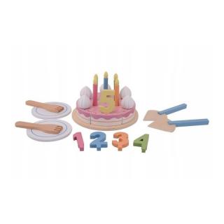 Set de joaca, Joueco, Tort aniversar, 23 de piese, Din lemn, 3 ani+, Multicolor