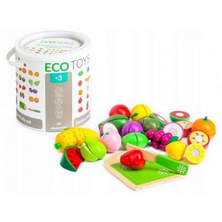 Set fructe din lemn, 20 de bucati - Ecotoys