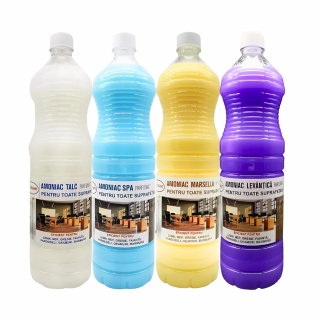 Pachet amoniac 4 buc x 1.5l SUPER PARFUMAT, LEVANTICA, TALC, SPA, MARCELLA curatare profunda bucatarie, tapiterii, covoare, lemn, MDF, gresie, faianta, pardoseala, geamuri, marmura