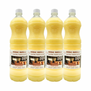 Pachet amoniac MARSELLA 4 buc x 1.5l curatare profunda bucatarie, tapiterii, covoare, lemn, MDF, gresie, faianta, pardoseala, geamuri, marmura