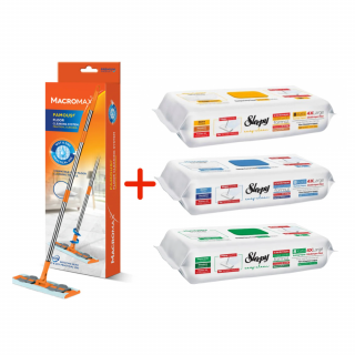 PACHET PROMO PREMIUM - Lavete umede pentru curatare pardoseli +Mop curatare UscataUmeda MACROMAX - Copie