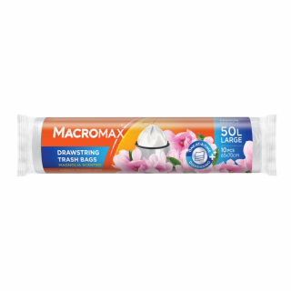Saci menajeri cu snur MACROMAX Large 50L, Magnolia, 10 buc