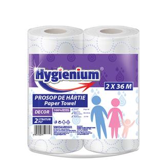 Set prosop hartie, Hygienium Decor, 2 role set, 2 x 36 m   2 x 350 gr, alb, 2 straturi