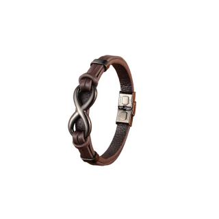 Bratara Infinity maro piele naturala si inox