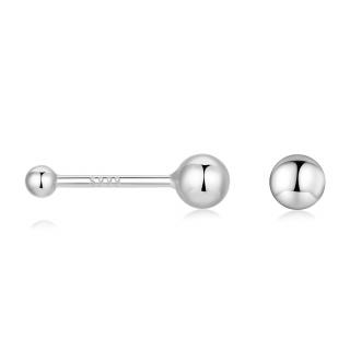 Cercei argint 999 cu bilute de 2 mm, 10 mm lungime