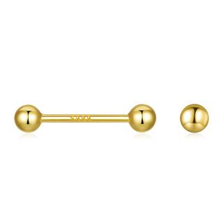 Cercei argint 999 placati cu aur, cu bilute de 1 mm, 11 mm lungime