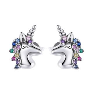 Cercei argint cu unicorn multicolor