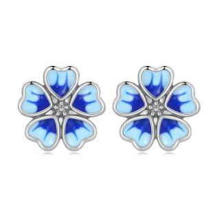 Cercei argint floare albastra